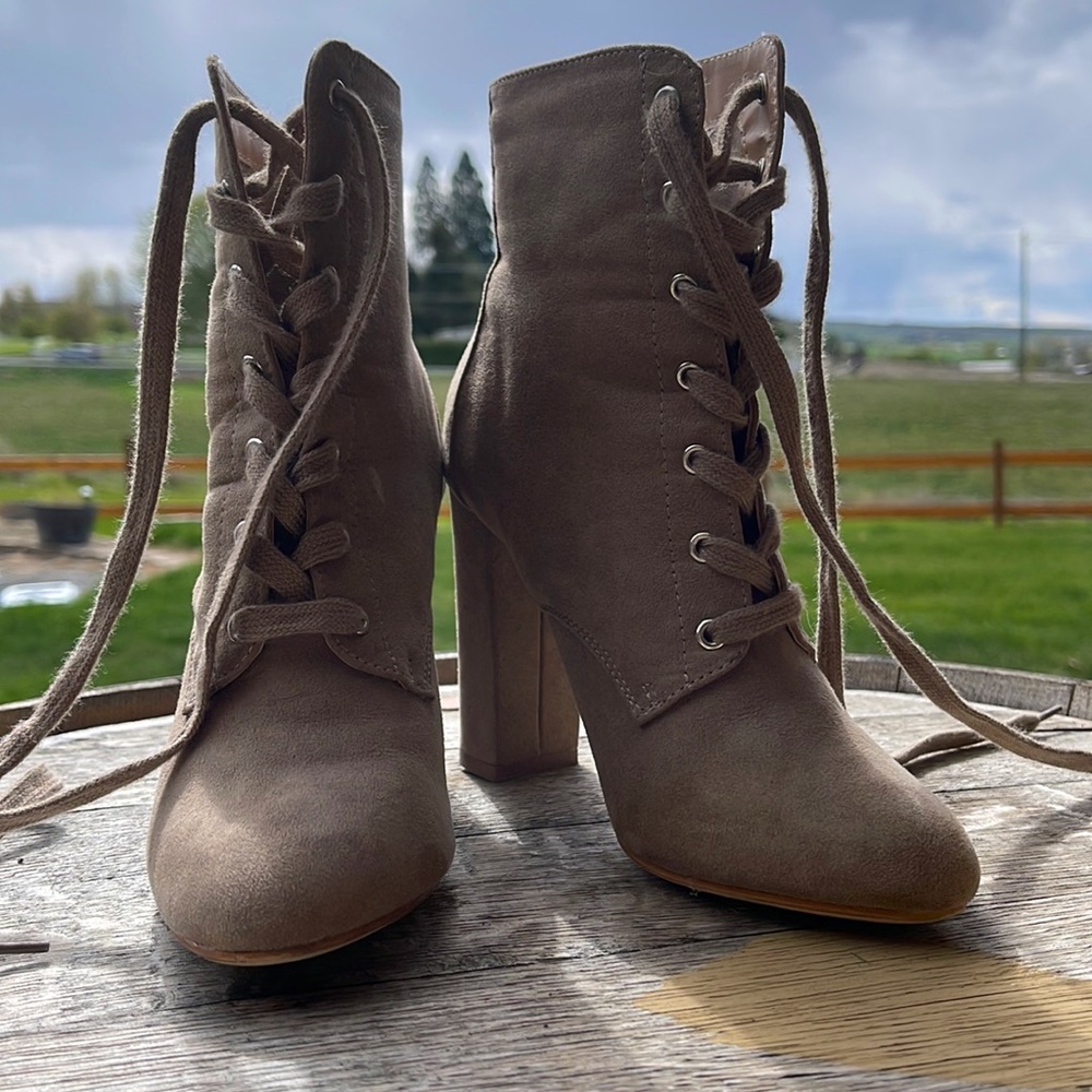Lace Up Bootie Heels by Just Fab